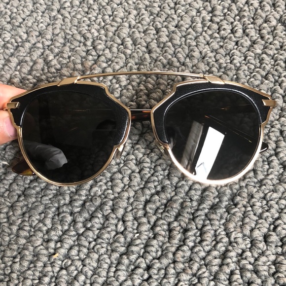 Dior so real sunglasses black leather and gold - Picture 2 of 5